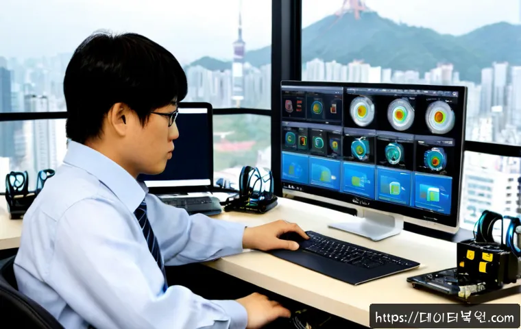 태평로 IO_DEVICE_ERROR - Photorealistic IT support workstation in a modern office near Taepyeong-ro, desktop monitor showing ...