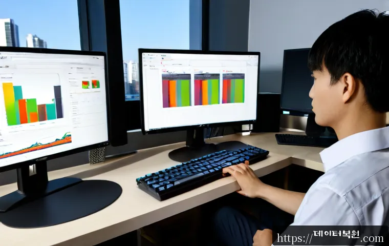 원문동 DRIVER_CAUGHT_MODIFYING_FREED_POOL - Photorealistic cybersecurity engineering workstation in a compact modern office, dual monitors showi...