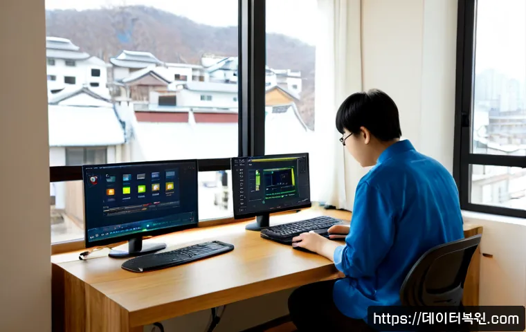 연희동 STATUS_SYSTEM_PROCESS_TERMINATED - Photorealistic remote-support workstation in a quiet Yeonhui-dong apartment studio, ultrawide monito...