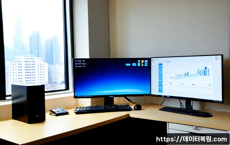 오륜동 UNMOUNTABLE_BOOT_VOLUME - Photorealistic IT support workstation in a quiet Oryun-dong apartment office, desktop tower opened b...