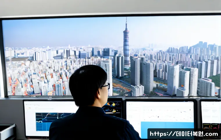 삼성동 STATUS_KERNEL_THREAD_INTERRUPTED - Photorealistic IT support workstation in a sleek Samsung-dong high-rise office, engineer studying a ...