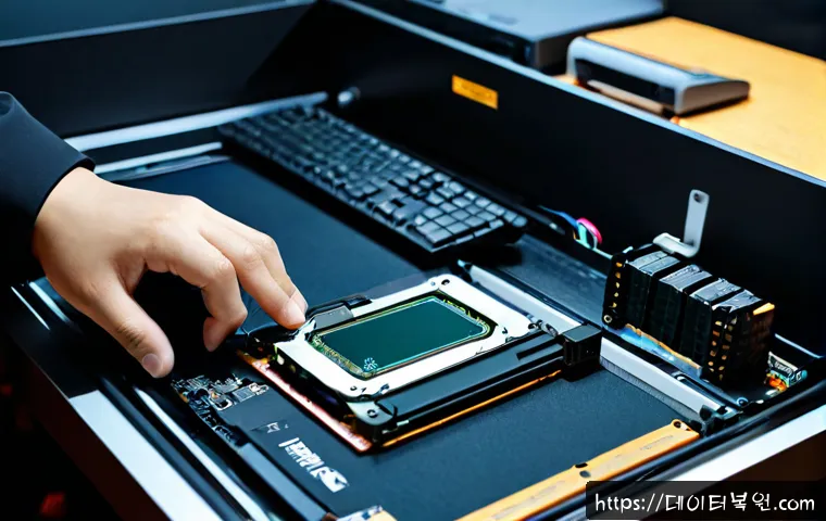 중학동 SSD조립 및 교체수리 - Photorealistic computer repair workstation in a compact Jung-hak neighborhood office, technician car...
