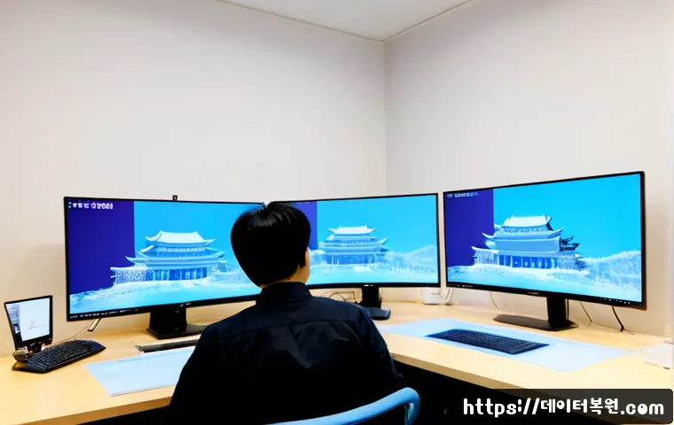교북동 VIDEO_TDR_FAILURE - Photorealistic architectural workstation in a compact Seoul office near a quiet historic neighborhoo...