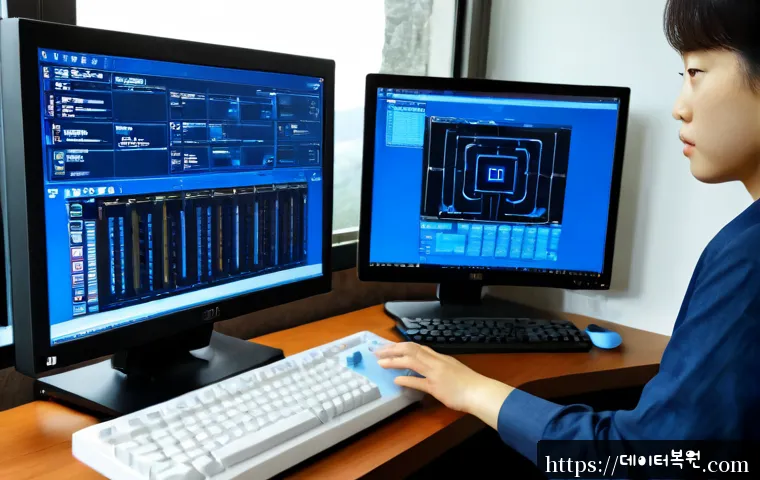 남현동 SYSTEM_THREAD_EXCEPTION_NOT_HANDLED - Photorealistic remote IT support workstation in a compact Namhyeon-dong apartment office, dual monit...