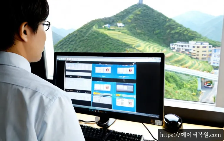 남현동 STATUS_FILE_CORRUPTION - Photorealistic remote-support workstation in a compact Namhyeon-dong apartment office, IT technician...
