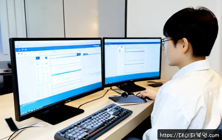 서원동 STATUS_MEMORY_VIOLATION - Photorealistic remote-support workstation in a compact Seowon-dong apartment office, dual monitors s...