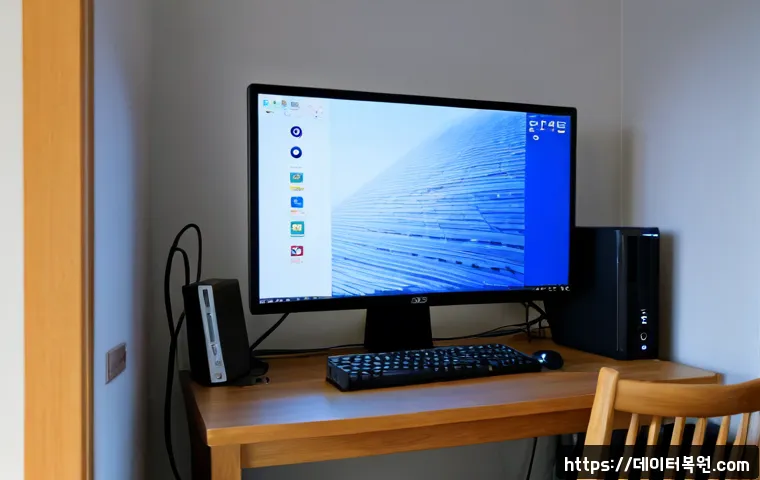 고봉동 pc에 문제가 발생하여 다시 시작해야 합니다 - Photorealistic desktop support scene in a quiet Gubong-dong apartment study, dual-monitor workstatio...