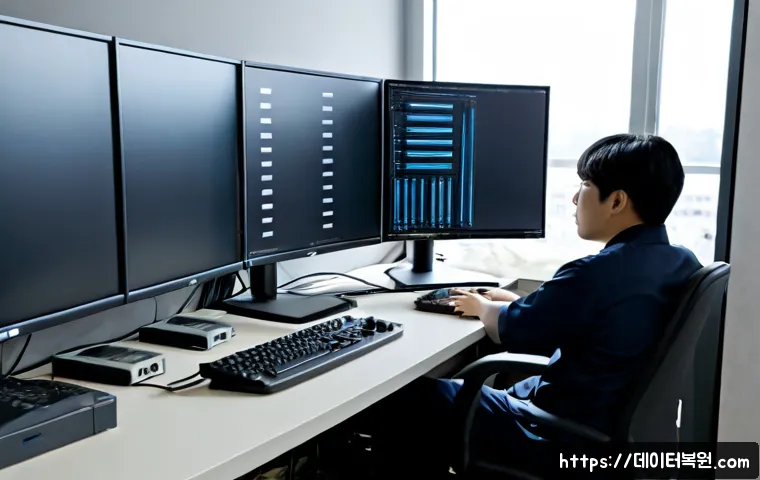 방화동 STATUS_DEVICE_NOT_READY - Photorealistic IT support workstation in a compact office near a quiet airport-side residential dist...