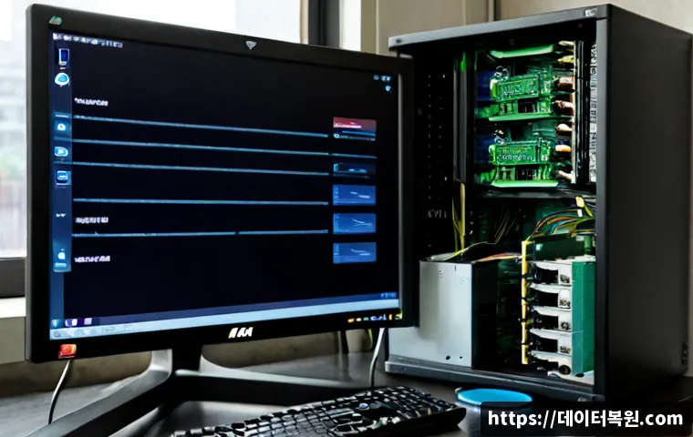 문배동 INACCESSIBLE_BOOT_DEVICE - Photorealistic remote-support workstation in a compact Mubae-dong apartment office, desktop monitor ...