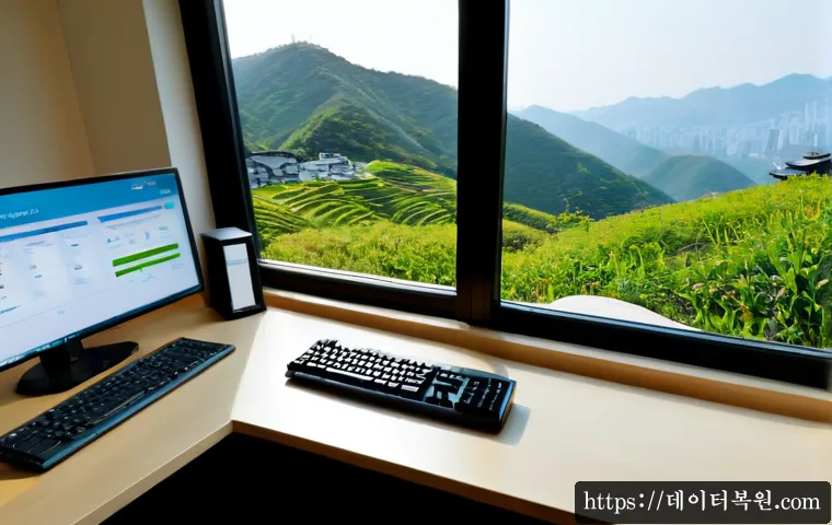 청운동 MULTIPLE_IRP_COMPLETE_REQUESTS - Photorealistic remote-support workstation in a quiet hillside apartment, dual monitors displaying a ...