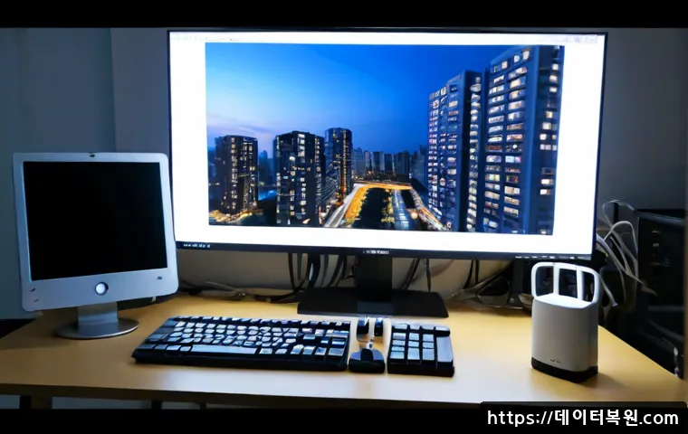 고덕동 STATUS_SYSTEM_PROCESS_TERMINATED - Photorealistic IT support workstation in a modern Godeok-dong apartment office, ultrawide monitor sh...
