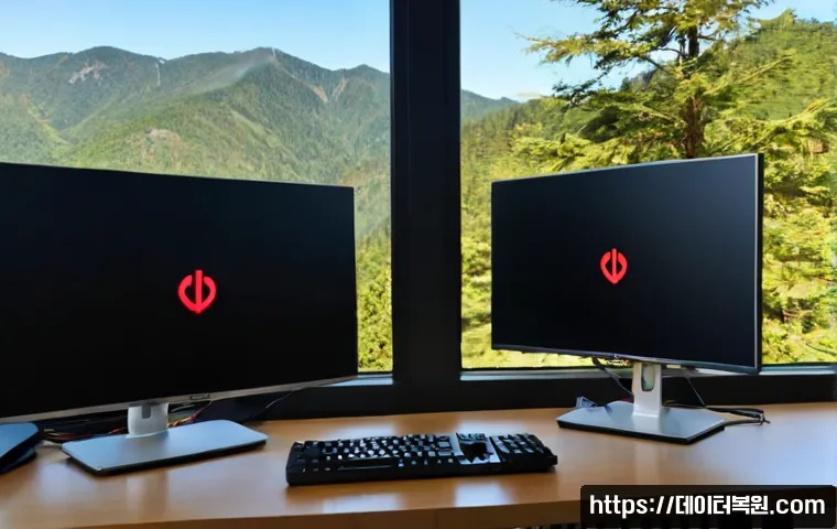 가평군 VENDOR_DEFINED_ERROR - Photorealistic remote-support workstation in a quiet mountain county office, dual monitors showing a...