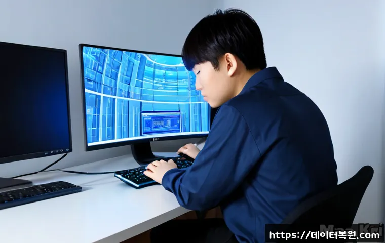 미아리 VIDEO_MEMORY_MANAGEMENT_INTERNAL - Photorealistic computer repair workstation in a compact Mia-ri apartment office, technician studying...