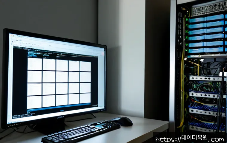 세종로 NMI_HARDWARE_FAILURE - Photorealistic IT support workstation in a modern office near a broad Seoul boulevard, desktop compu...