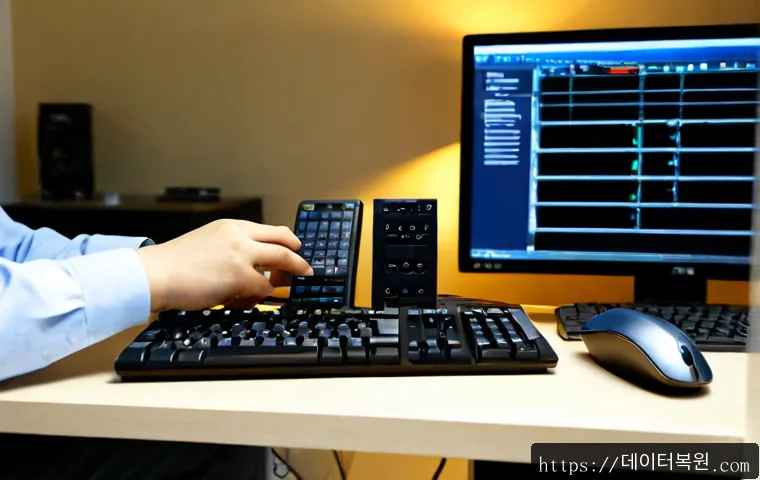 고양동 press f4 key - Photorealistic remote-support workstation in a quiet Goyang-dong apartment office, an engineer’s han...