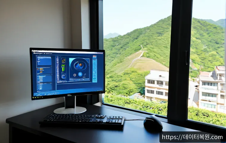 행운동 a disk read error occurred - Photorealistic IT support workstation in a compact Haengun-dong apartment office, desktop monitor sh...