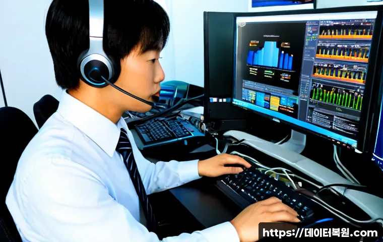 다동 UNEXPECTED_KERNEL_MODE_TRAP - Photorealistic IT support workstation in a compact central Seoul office near Da-dong, dual monitors ...