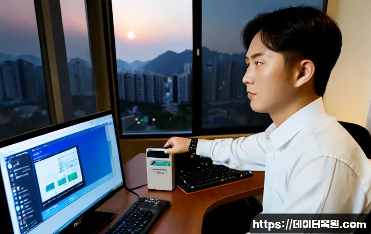 서원동 INTERNAL_POWER_ERROR - Photorealistic remote IT support workstation in a compact Seowon-dong apartment office, desktop towe...