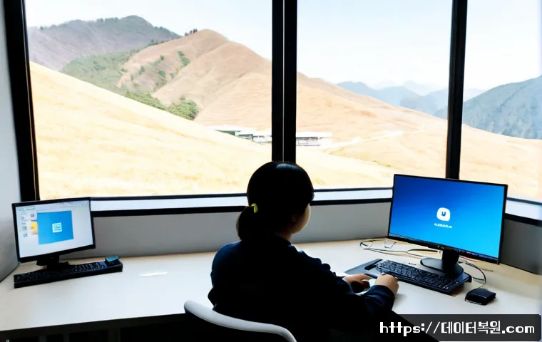 진관동 STATUS_KERNEL_MODULE_ACCESS_DENIED - Photorealistic remote IT support workstation in Jingwan-dong, Seoul, dual monitors showing a generic...