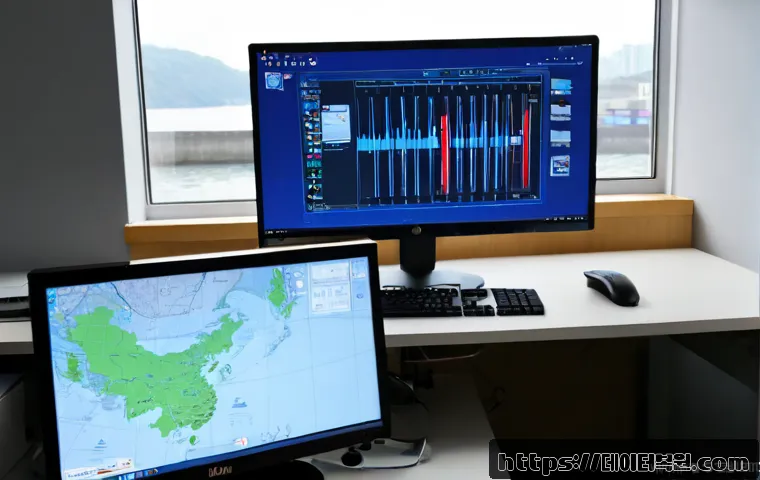 현석동 INACCESSIBLE_BOOT_DEVICE - Photorealistic IT support workstation in a compact Hyeonseok-dong office, desktop monitor showing a ...