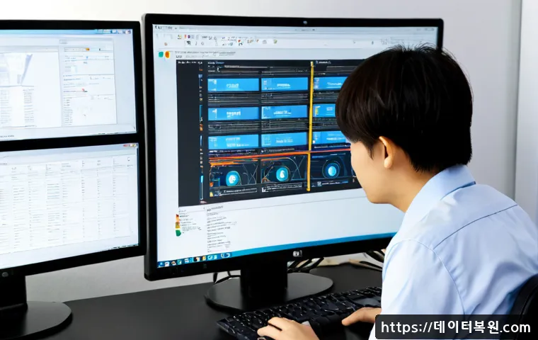 정릉동 STATUS_INVALID_PARAMETER - Photorealistic IT support workstation in a compact Jeongneung-dong apartment office, dual monitors s...