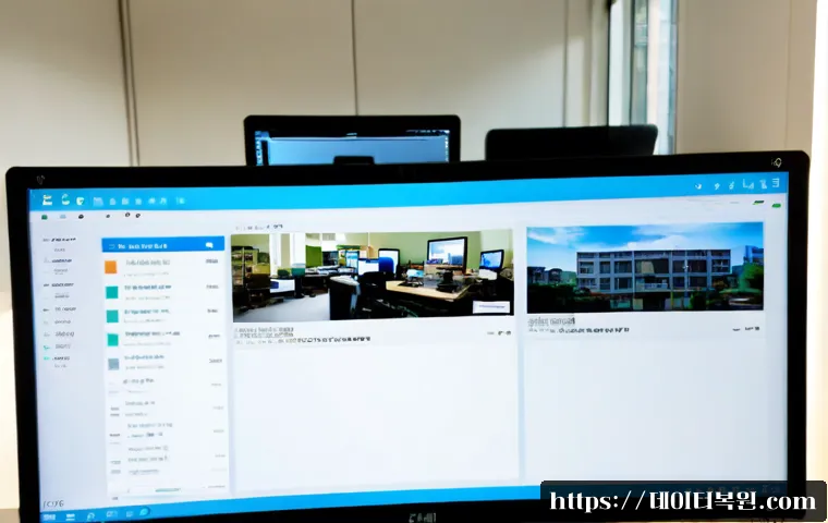 신이문동 CDFS_FILE_SYSTEM - Photorealistic IT support workstation in a compact Sinimun-dong apartment office, dual monitors show...