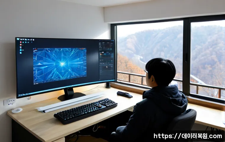 염리동 STATUS_SYSTEM_PROCESS_TERMINATED - Photorealistic remote-support workstation in a compact Yeomni-dong apartment office, ultrawide monit...