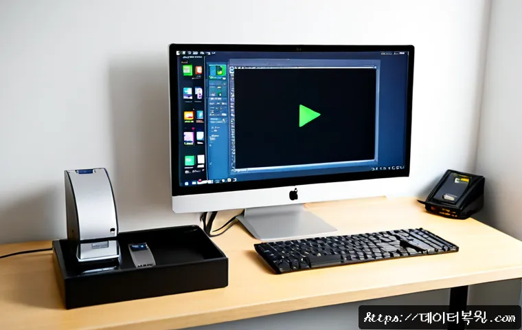 쌍림동 해킨토시 재설치 포맷 초기화 - Photorealistic desktop support workstation in a compact Ssangnim-dong office, sleek all-in-one compu...