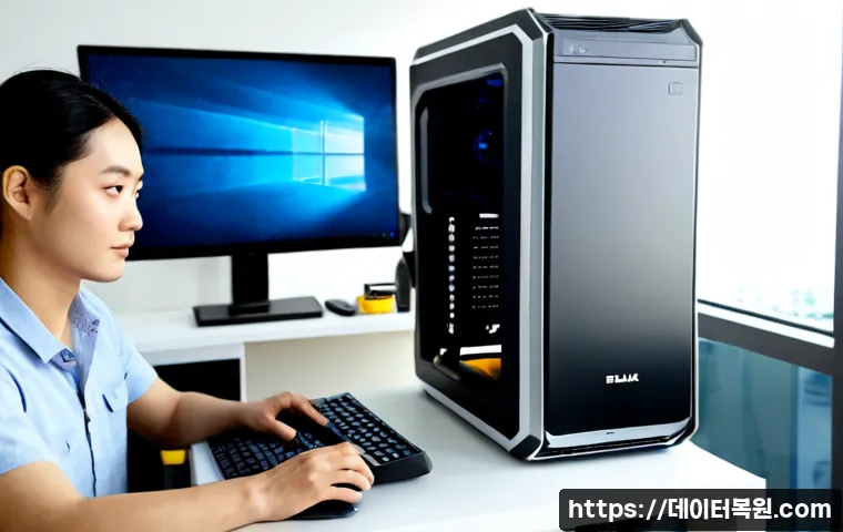 덕은동 조립컴퓨터 pc 출장판매설치 - Photorealistic remote computer installation in a bright apartment workspace near a modern riverside ...