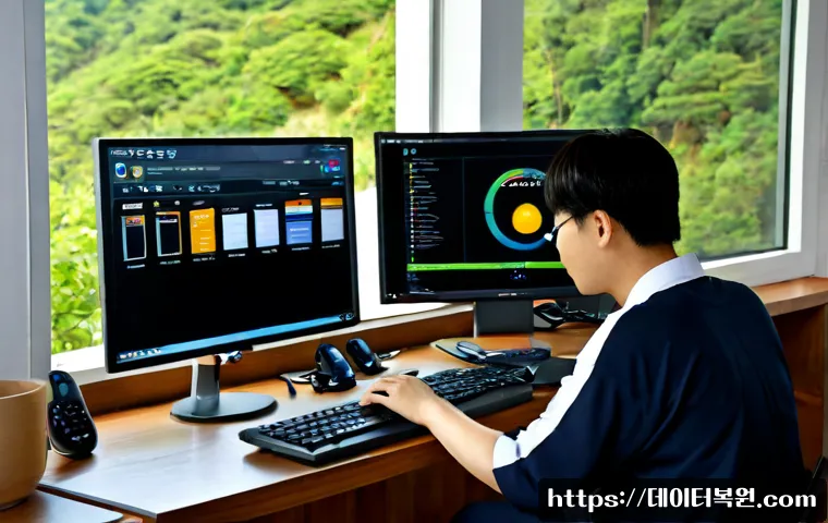 남종면 자동복구 - Photorealistic remote-support workstation in a quiet Namjong-myeon home office, desktop monitor show...