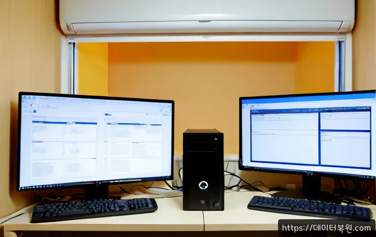 신월동 UDFS_FILE_SYSTEM - Photorealistic remote-support workstation in a compact Sinwol-dong apartment office, dual monitors s...