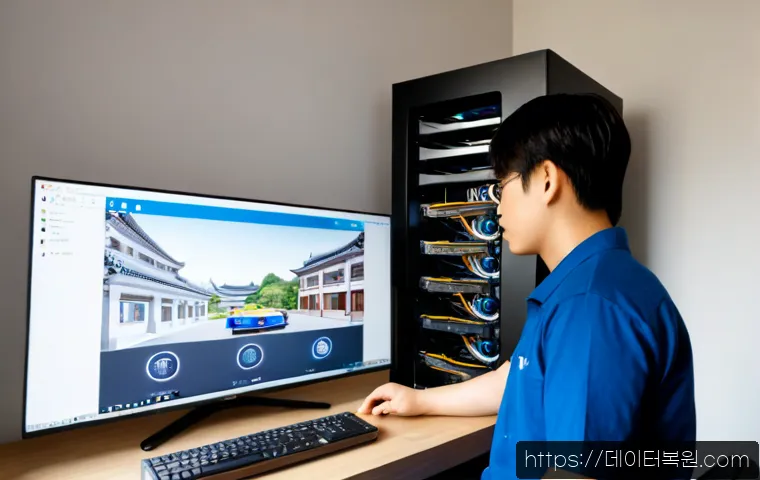 진관동 조립컴퓨터 pc 출장판매설치 - Photorealistic apartment home-office in Jingwan-dong, a remote PC technician carefully installing a ...