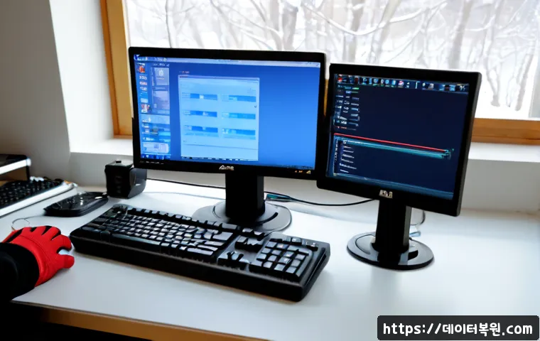 행주동 Press Ctrl Alt Del to restart - Photorealistic remote-support workstation in a quiet Haengju-dong apartment, desktop monitor showing...