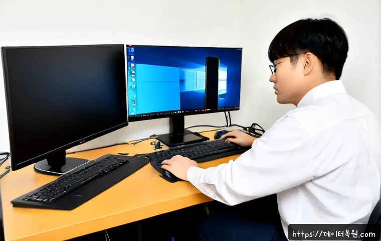 일산동구 윈도우10 windows10 재설치 포맷 초기화 - Photorealistic desktop support scene in a bright Ilsandong-gu apartment home office, technician care...