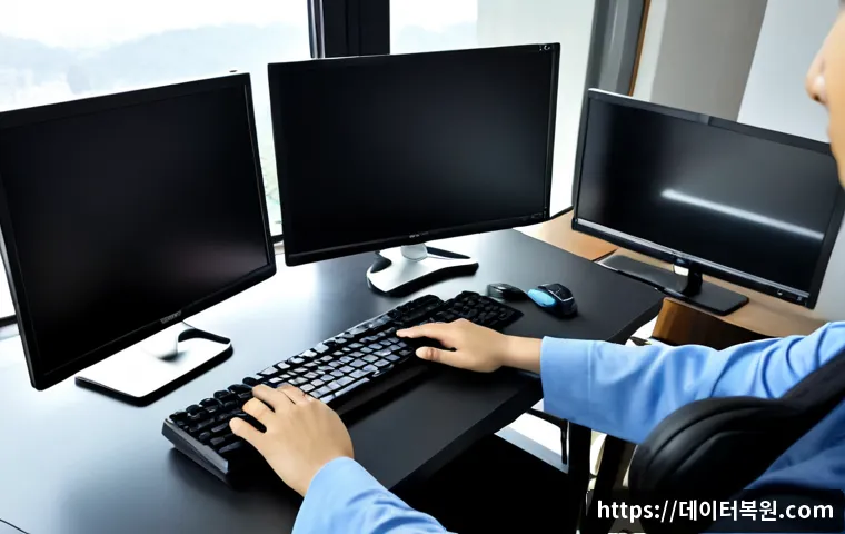 광장동 해킨토시 재설치 포맷 초기화 - Photorealistic remote-support workstation in a bright Gwangjang-dong apartment, sleek all-in-one des...