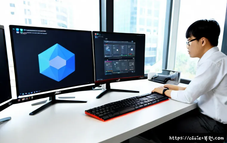 한강로 STATUS_KERNEL_RESOURCE_ERROR - Photorealistic product design workstation in a modern Yongsan office near Hangang-ro, dual monitors ...
