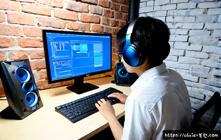 홍대 KMODE_EXCEPTION_NOT_HANDLED - Photorealistic Hongdae-inspired creative studio, young IT technician diagnosing a desktop workstatio...