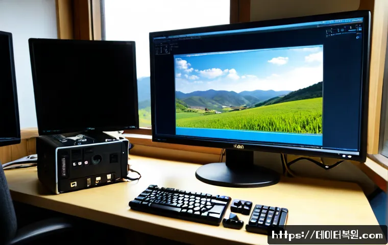북면 STATUS_DRIVER_ENTRYPOINT_NOT_FOUND - Photorealistic remote IT support workstation in a quiet Buk-myeon office, desktop monitor showing a ...