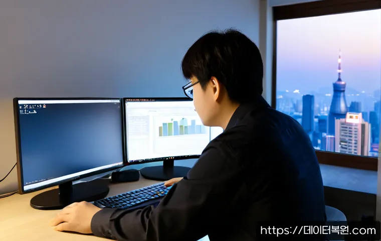 창릉동 STATUS_KERNEL_MODULE_FAILURE - Photorealistic remote IT support workstation in a modern Changneung-dong apartment studio, dual moni...