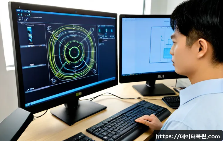 일산 THREAD_TERMINATION_PORT - Photorealistic IT support workstation in a modern Ilsan apartment office, engineer inspecting a comp...