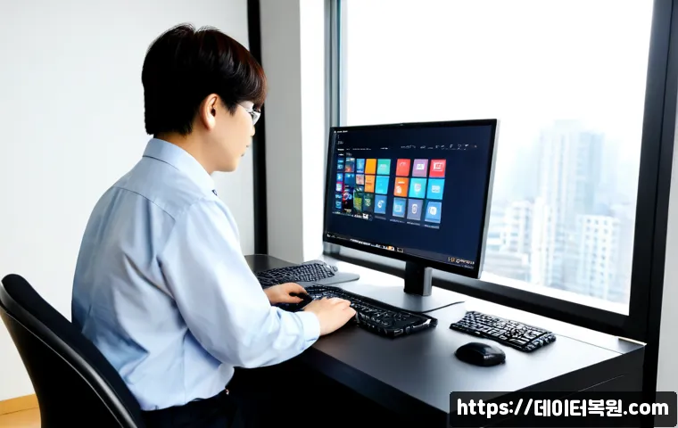 청구동 출장방문윈도우 windows 설치 - Photorealistic apartment home-office in Chunggu-dong, Seoul, remote-support technician installing a ...