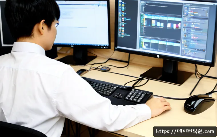 신도동 윈도우10 windows10 재설치 포맷 초기화 - Photorealistic remote computer-support workspace in a compact Sindong-dong apartment office, desktop...