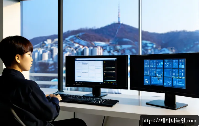 아현동 STATUS_KERNEL_HANDLE_INVALID - Photorealistic remote-support workstation in a compact Ahyeon-dong apartment office, dual monitors s...