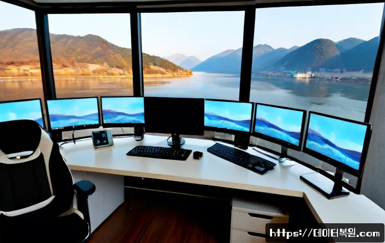 남종면 STATUS_MEMORY_OVERFLOW - Photorealistic product-design workstation in a quiet Namjong-myeon riverside studio, ultrawide monit...