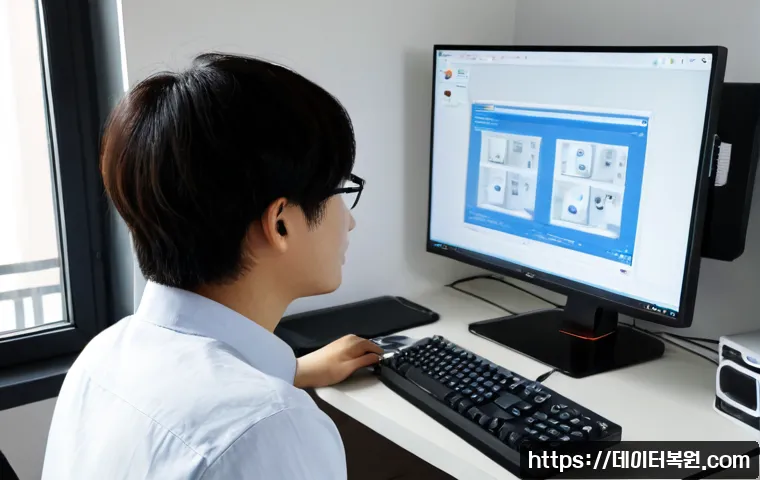 창릉동 STATUS_NO_MEMORY - Photorealistic modern workstation in a quiet Changneung-dong apartment, dual monitors showing a deta...