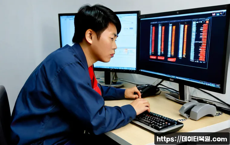 가리봉 STATUS_UNSUCCESSFUL - Photorealistic remote-support workstation in Garibong, Seoul, with a desktop monitor showing a clean...