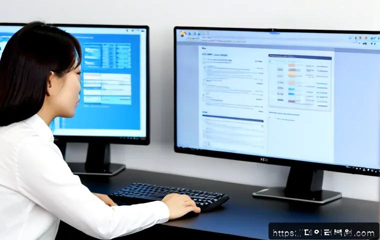성동구 STATUS_SECURITY_POLICY_VIOLATION - Photorealistic cybersecurity workstation in a modern Seongdong-gu design office, dual monitors showi...