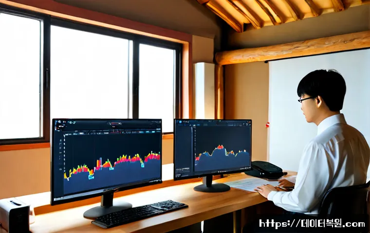 계동 STATUS_IMAGE_CHECKSUM_MISMATCH - Photorealistic remote-support workstation in a quiet Gye-dong inspired studio, dual monitors showing...