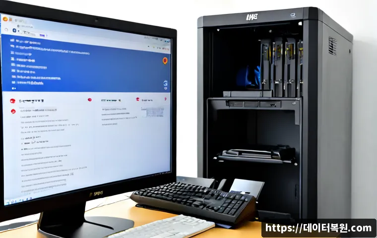 방화동 STATUS_KERNEL_BOOT_DRIVE_ERROR - Photorealistic IT support workstation in Banghwa-dong, Seoul, desktop tower opened beside dual monit...