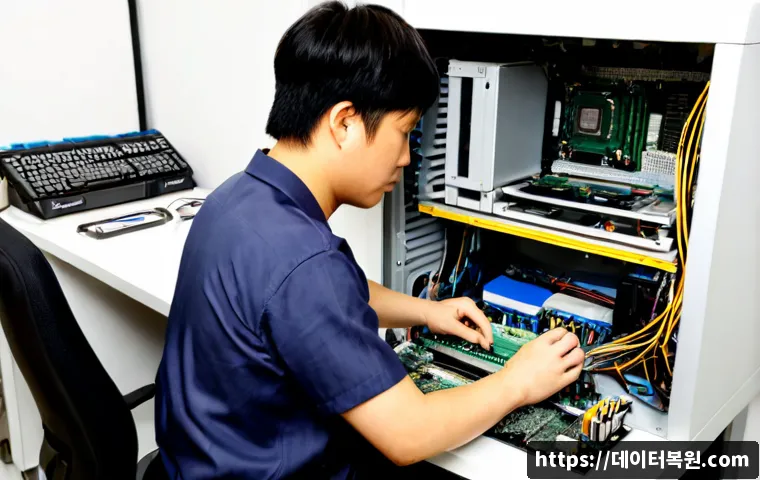 청진동 메인보드조립 및 교체수리 - Photorealistic electronics repair workstation in a compact Jongno office near Cheongjin-dong, techni...